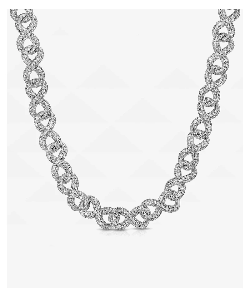 The Gold Gods White Gold Diamond 18" Infinity Link Chain Necklace