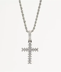 The Gold Gods White Gold Flooded Cross Rope 20" Chain Necklace