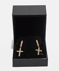 The Gold Gods Yellow Diamond Cross Hoop Earrings