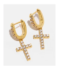 The Gold Gods Yellow Diamond Cross Hoop Earrings