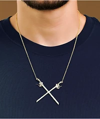The Gold Gods x Attack On Titan Crossing Swords Yellow Chain Necklace