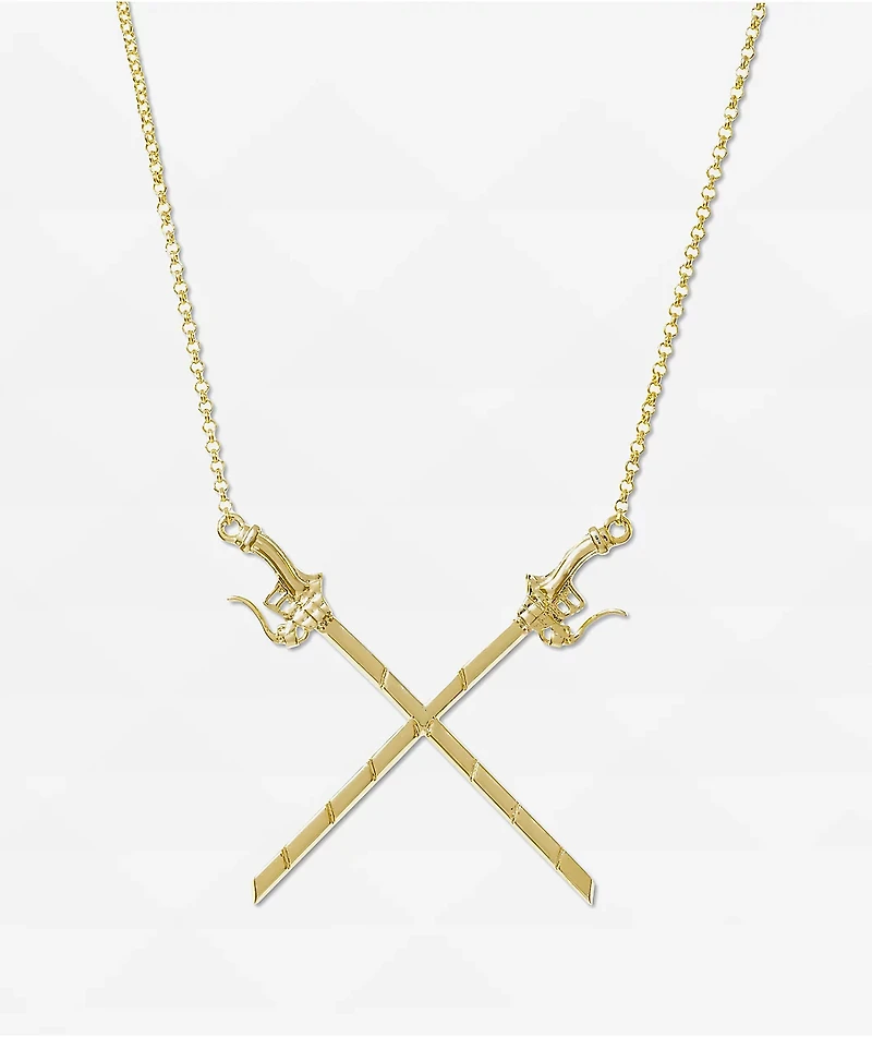 The Gold Gods x Attack On Titan Crossing Swords Yellow Chain Necklace