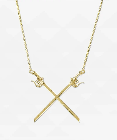 The Gold Gods x Attack On Titan Crossing Swords Yellow Chain Necklace