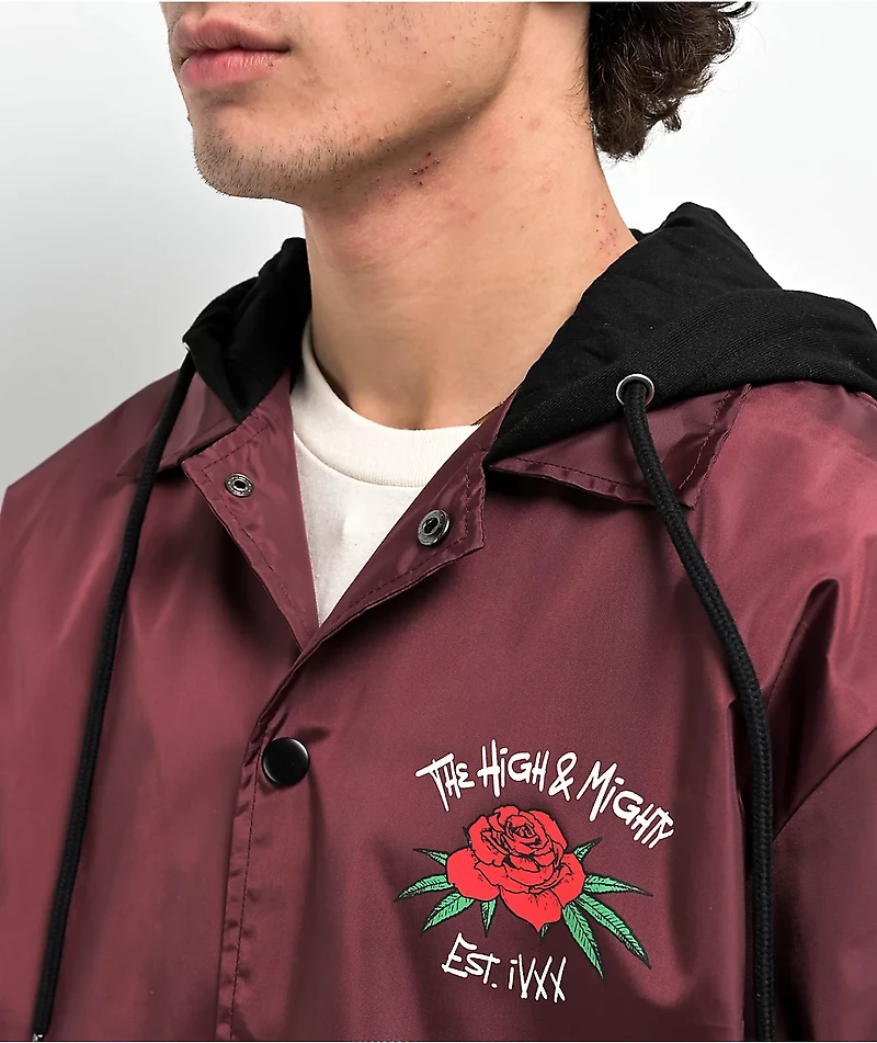The High & Mighty Bloom Burgundy Hooded Coach Jacket