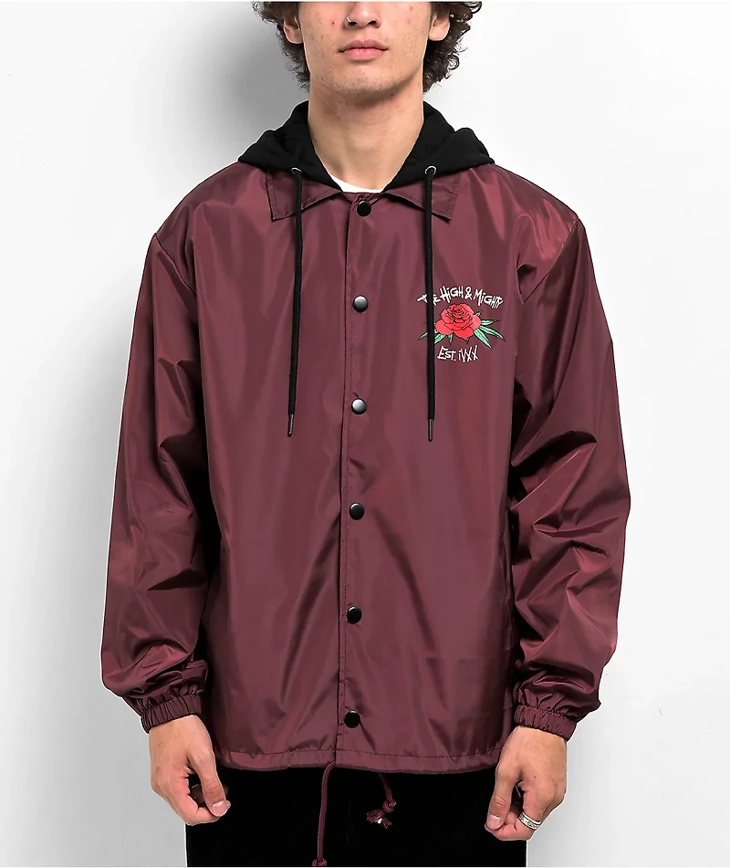 The High & Mighty Bloom Burgundy Hooded Coach Jacket