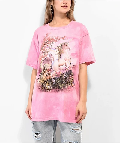 The Mountain Awesome Unicorn Pink Tie Dye T-Shirt
