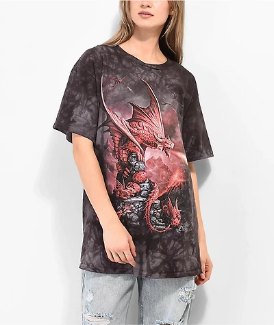 The Mountain Fire Dragon Grey Tie Dye T-Shirt