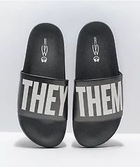 The Phluid Project They Them Black & White Slide Sandals