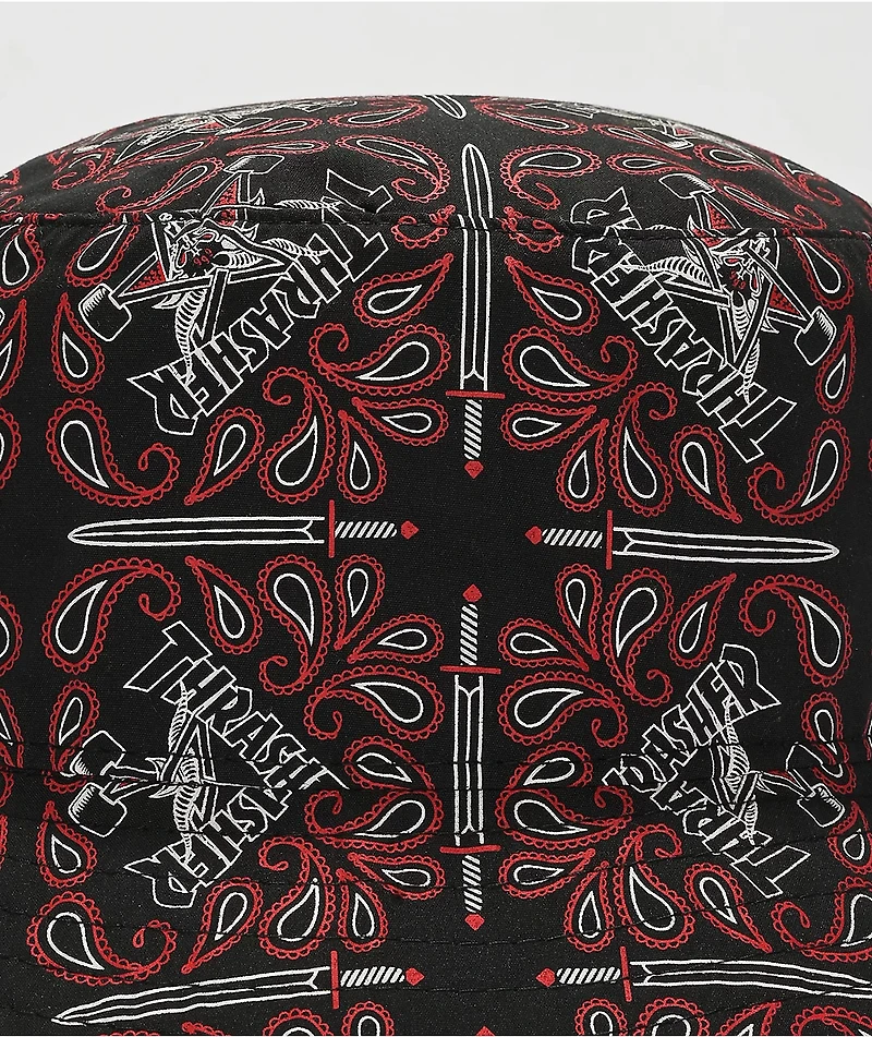 Thrasher Bandana Black & Red Bucket Hat