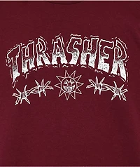 Thrasher Barbed Wire Maroon Long Sleeve T-Shirt