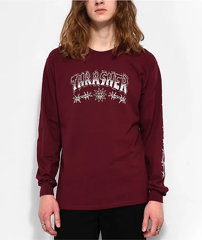 Thrasher Barbed Wire Maroon Long Sleeve T-Shirt