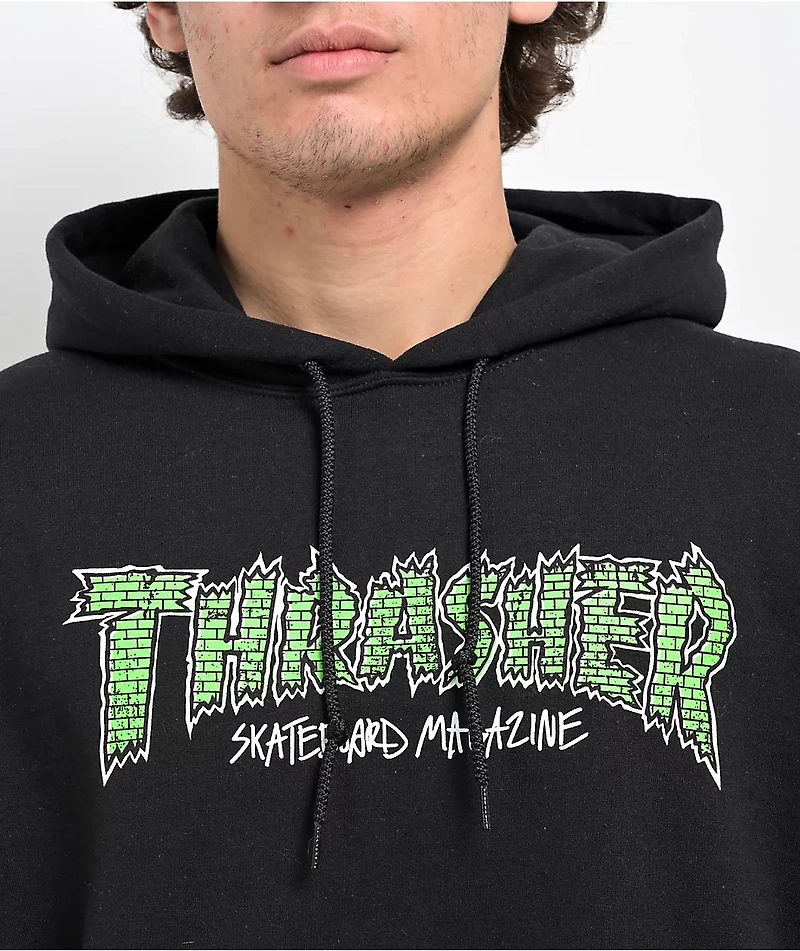 Thrasher Brick Black Hoodie