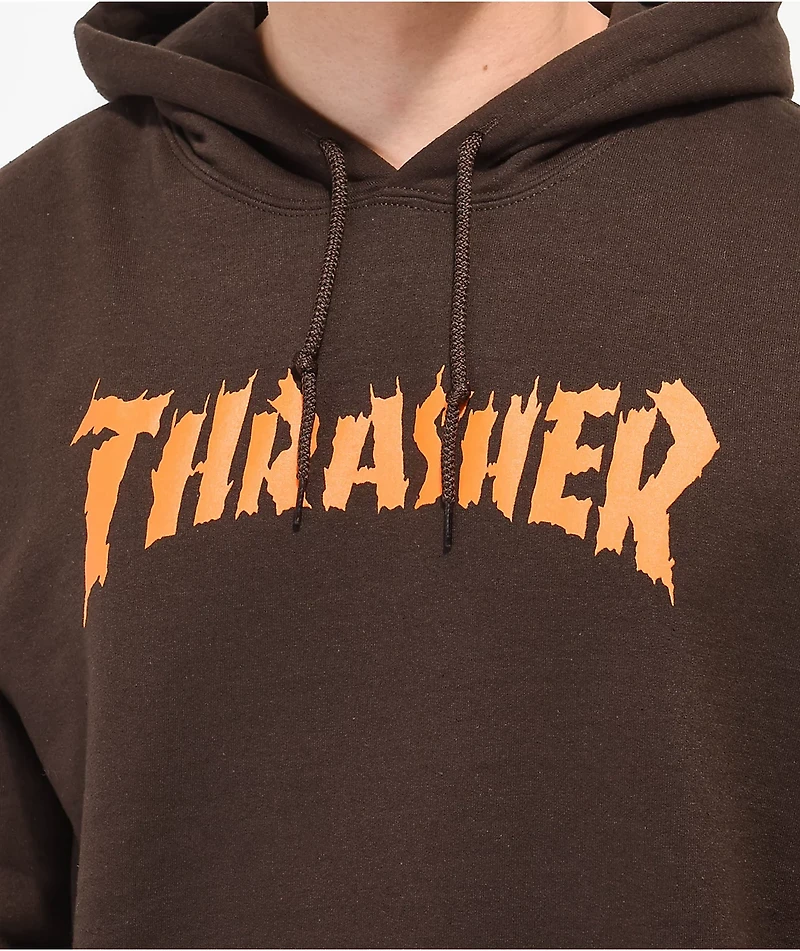 Thrasher Burn It Down Brown Hoodie