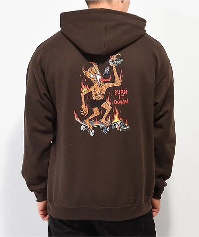 Thrasher Burn It Down Brown Hoodie