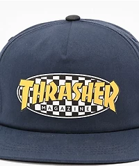 Thrasher Checkered Oval Navy Snapback Hat