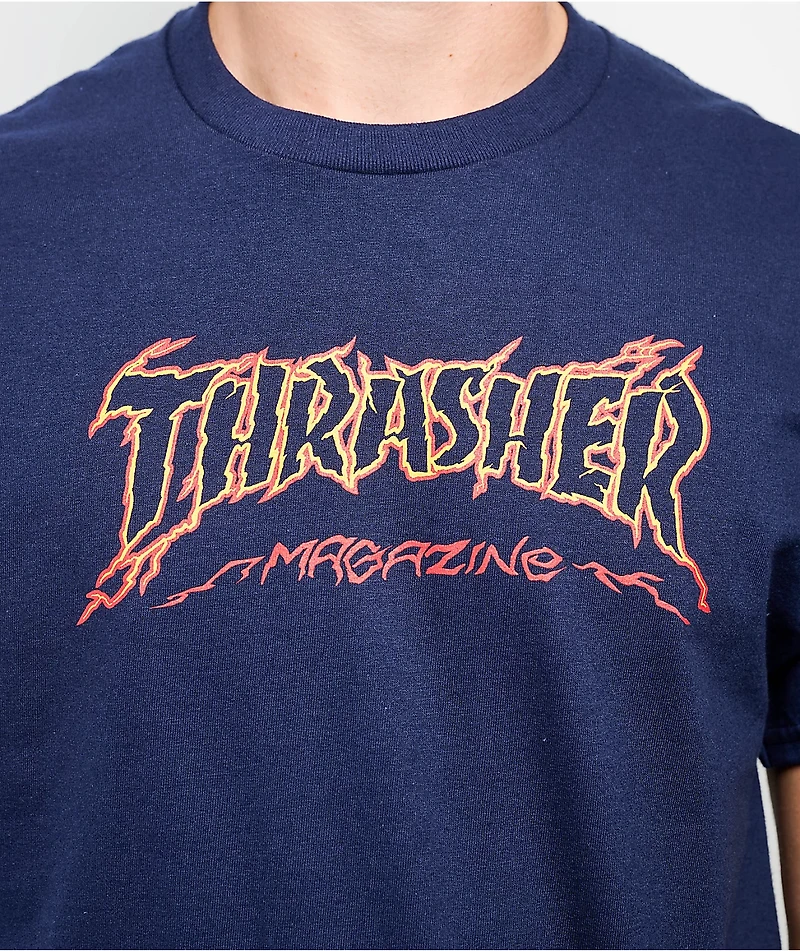 Thrasher Cracked Navy T-Shirt