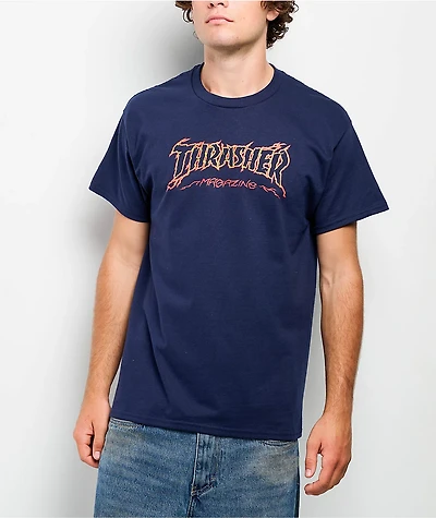 Thrasher Cracked Navy T-Shirt