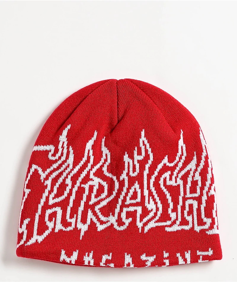Thrasher Fire Outlined Red Skully Beanie