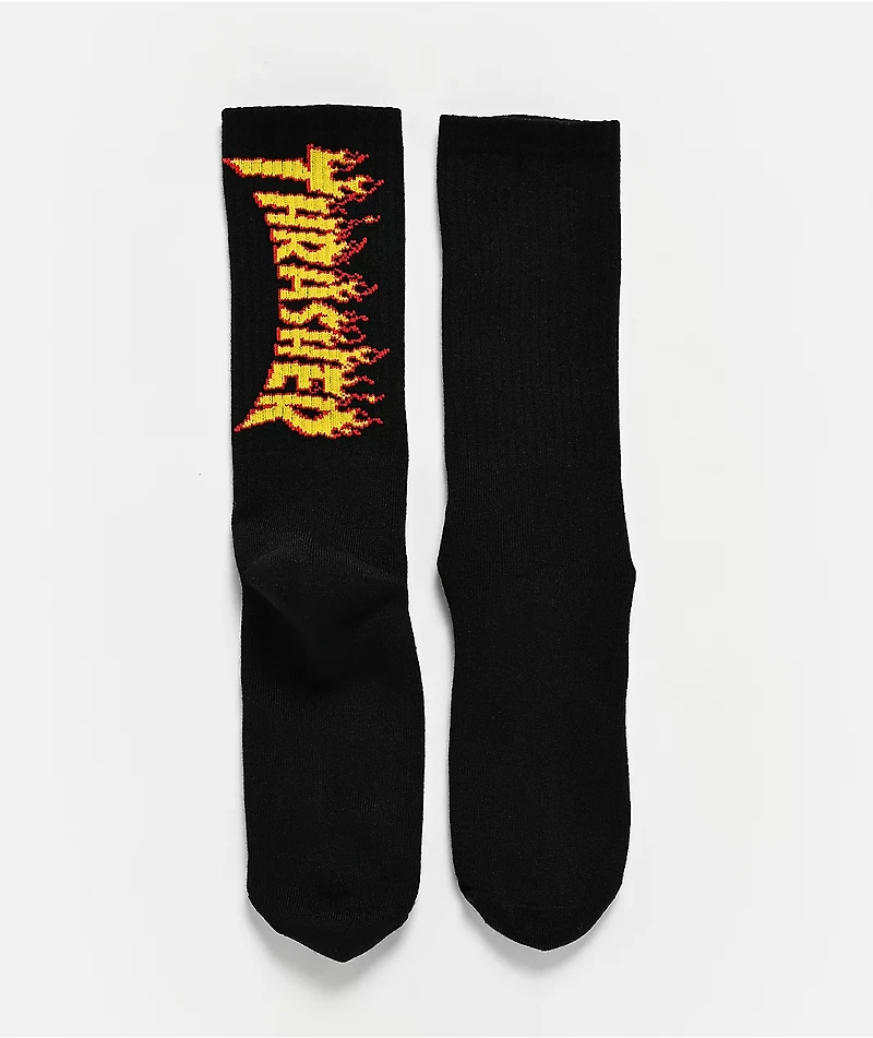 Thrasher Flame Black Crew Socks