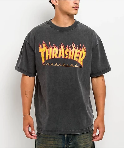 Thrasher Flame Black Wash T-Shirt