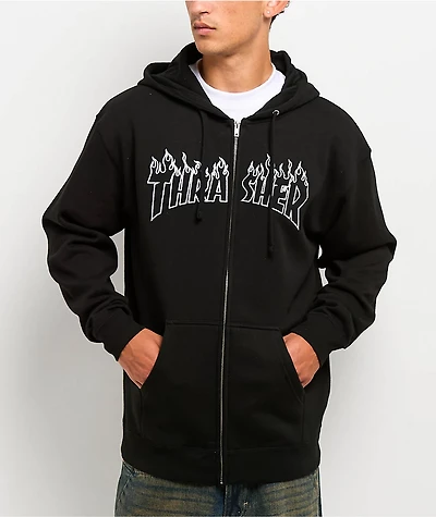 Thrasher Flame Black Zip Hoodie