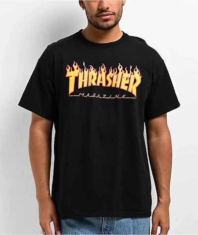Thrasher Flame Logo Black T-Shirt