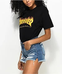 Thrasher Flame Logo Boyfriend Fit Black T-Shirt