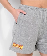 Thrasher Flame Logo Grey Sweat Shorts