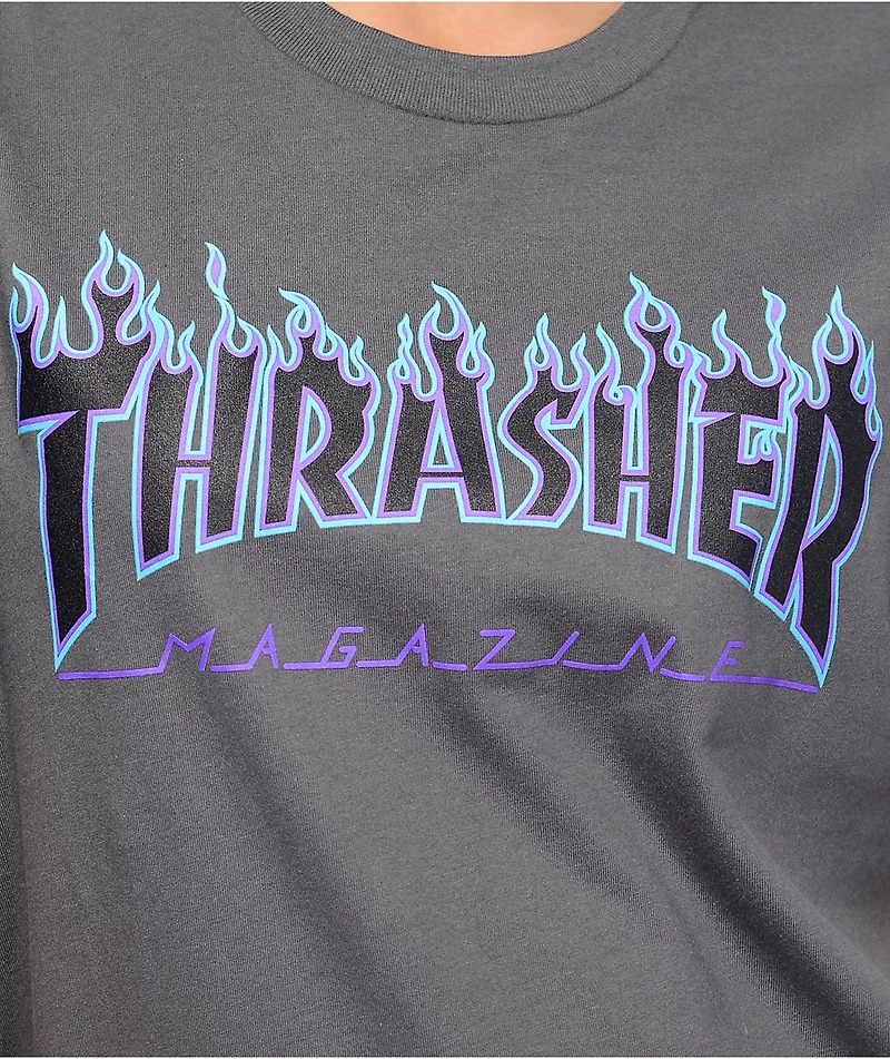 Thrasher Flame Logo Grey T-Shirt