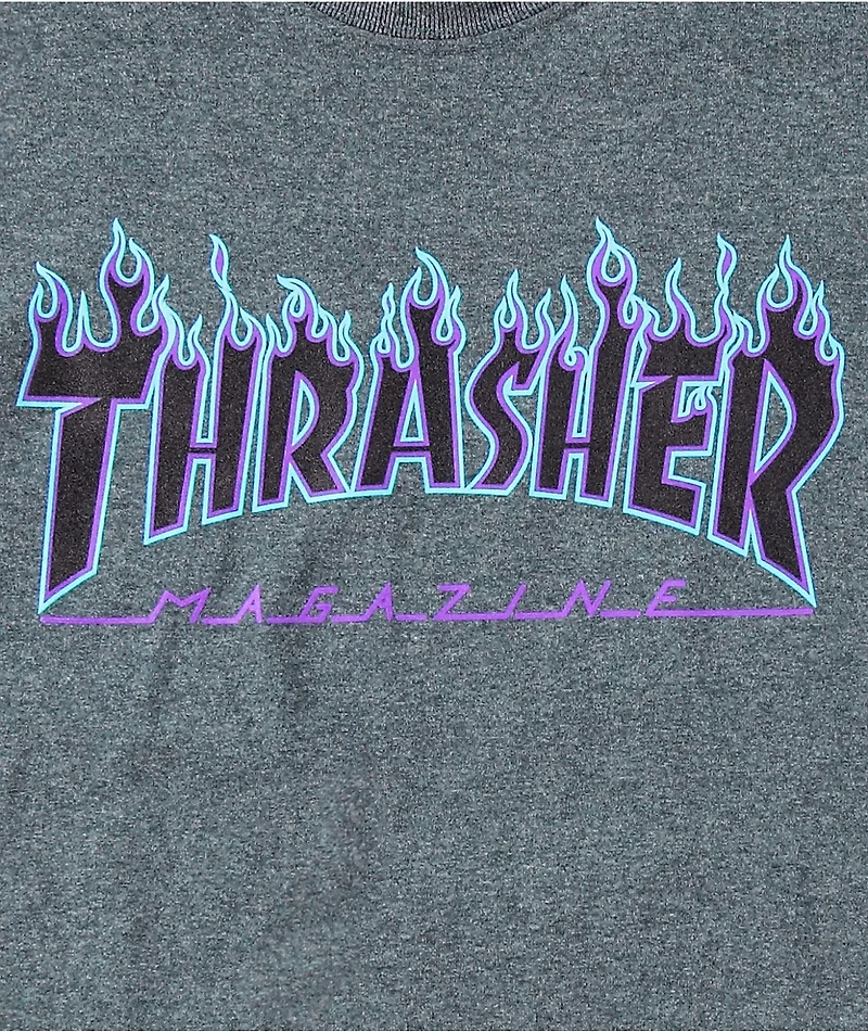 Thrasher Flame Logo Purp T-Shirt