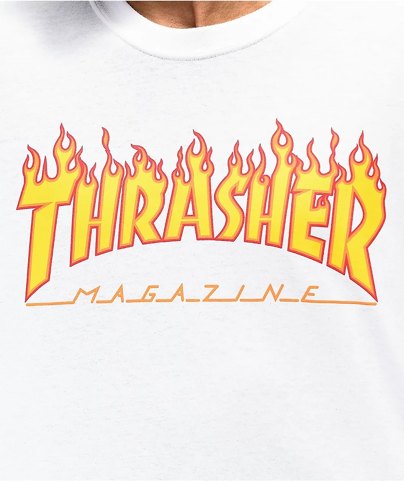 Thrasher Flame Logo White T-Shirt