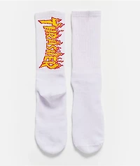 Thrasher Flame White Crew Socks