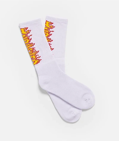 Thrasher Flame White Crew Socks