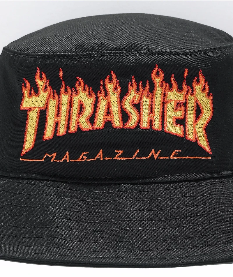 Thrasher Flames Black Bucket Hat