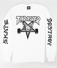 Thrasher Goat Destroy White Long Sleeve T-Shirt