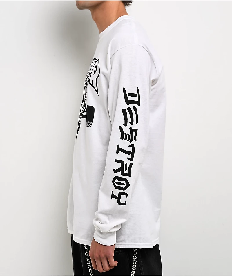 Thrasher Goat Destroy White Long Sleeve T-Shirt