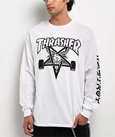 Thrasher Goat Destroy White Long Sleeve T-Shirt