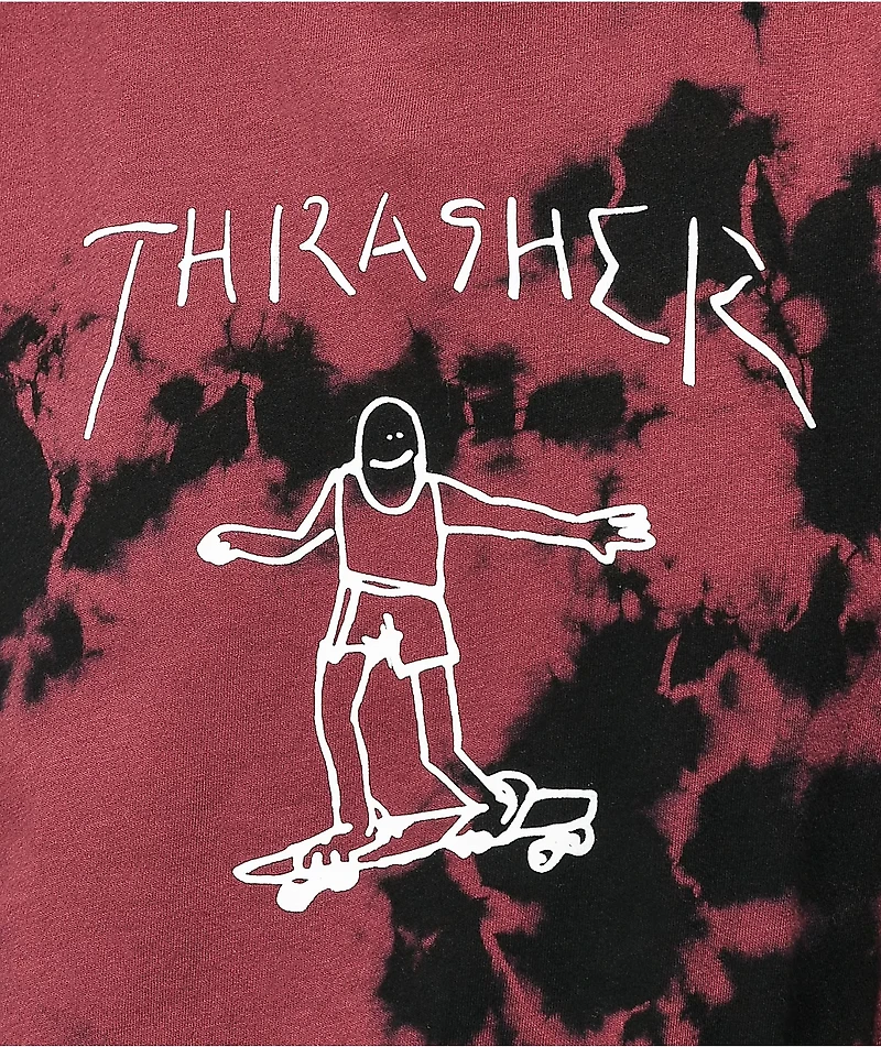 Thrasher Gonz Burgundy & Black Tie Dye T-Shirt
