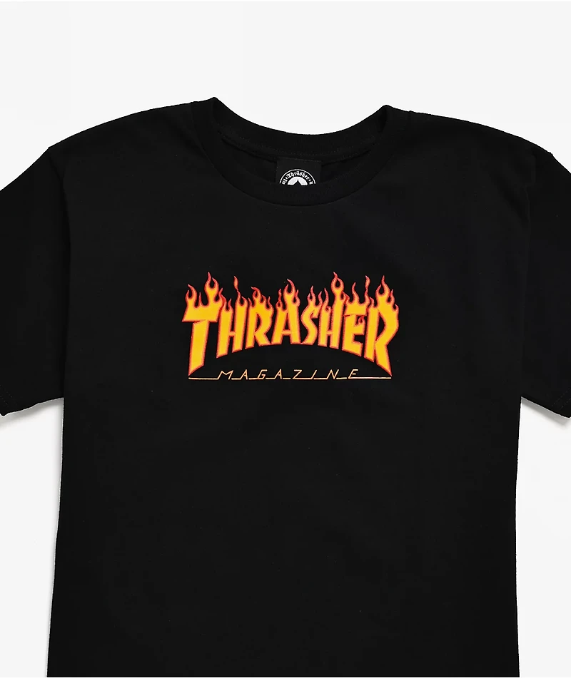 Thrasher Kids Flame Black T-Shirt