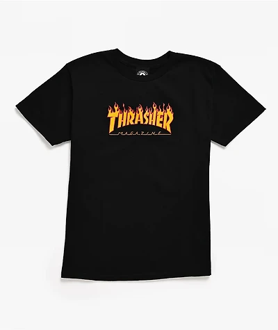 Thrasher Kids Flame Black T-Shirt