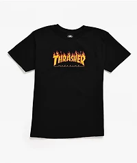 Thrasher Kids Flame Black T-Shirt