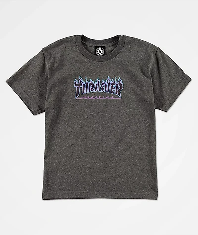 Thrasher Kids Flame Logo Grey T-Shirt