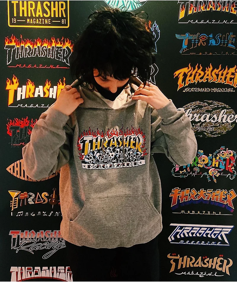 Thrasher Krak Skulls Grey Hoodie