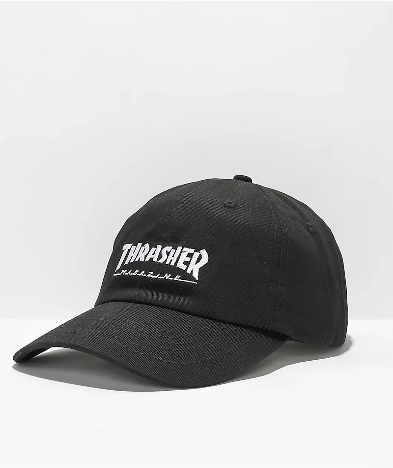 Thrasher Logo Black Strapback Hat
