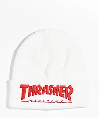 Thrasher Magazine White & Red Beanie