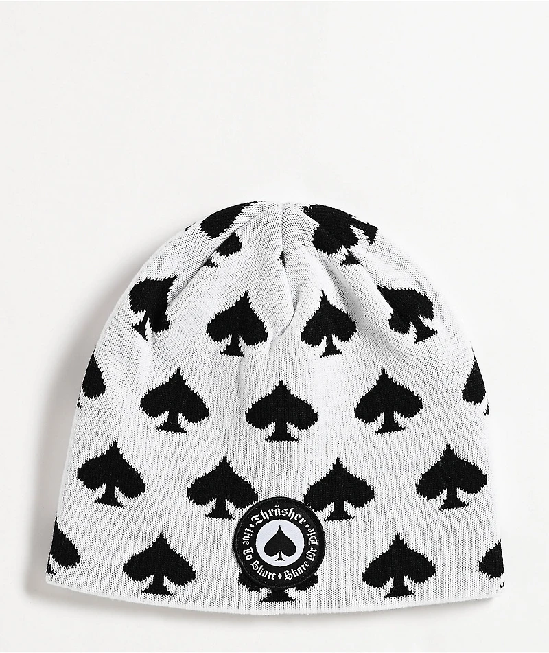 Thrasher Oath Spade White Skully Beanie