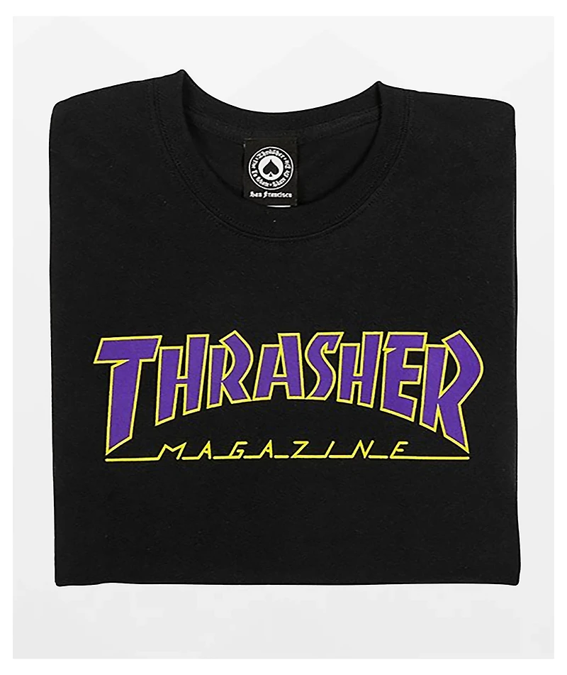 Thrasher Outlined Black & Purple T-Shirt