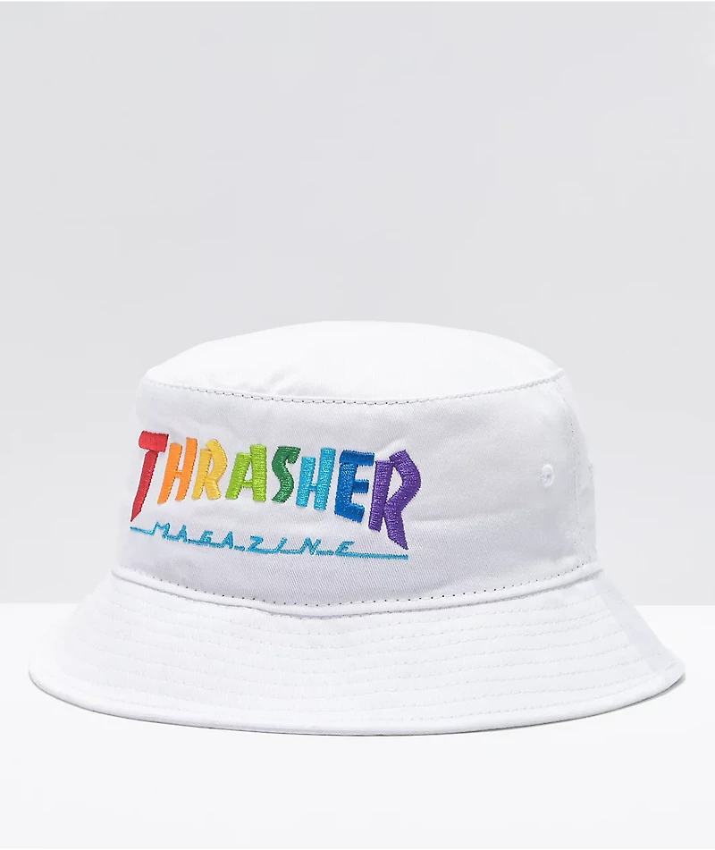 Thrasher Rainbow White Bucket Hat