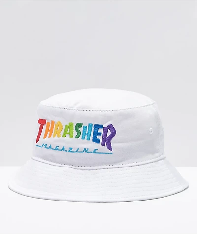 Thrasher Rainbow White Bucket Hat