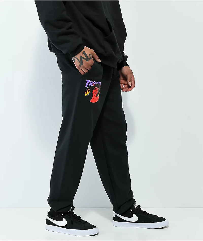 Thrasher Roja Black Sweatpants